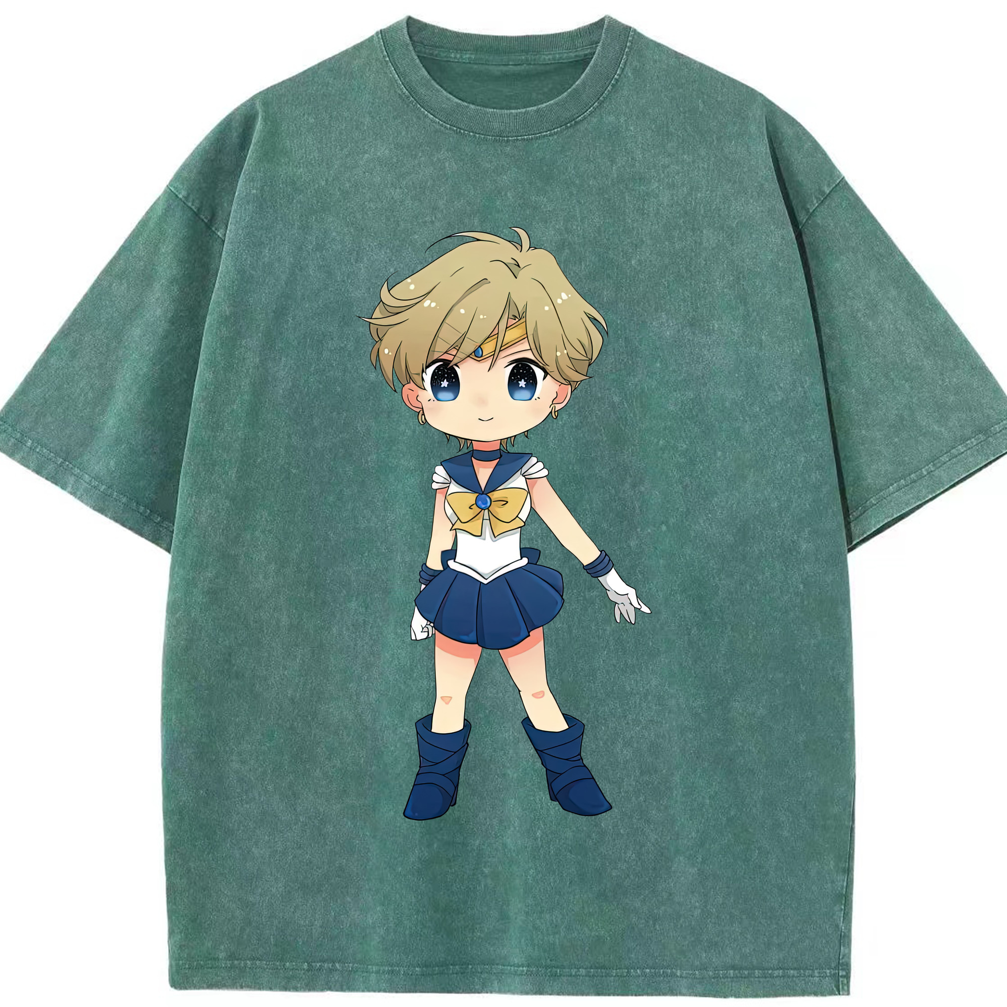 （画像用） 美少女戦士セーラームーン 天王はるか Sailor Moon Tenoh Haruka 綿100% ヴィンテージ風 半袖Tシャツ（フロントプリント）